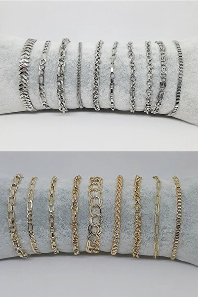 Kusakli 19 قطعة من مجموعة أساور السلسلة مصنوعة من النيكل والذهب مع سلسلة إغلا...