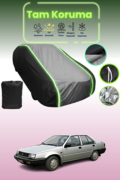 Dokaca Neo غطاء حماية متوافق مع سيارة ميتسوبيشي لانسر فيوري قماش مجدّل باللون الأسود_الرمادي_الأسود النيون