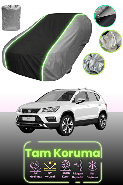 Dokaca Neo غطاء حماية للسيارة باللون الرمادي والأسود والرمادي النيون قماش مجدّل متوافق مع سيارة سيات أتيكا 1