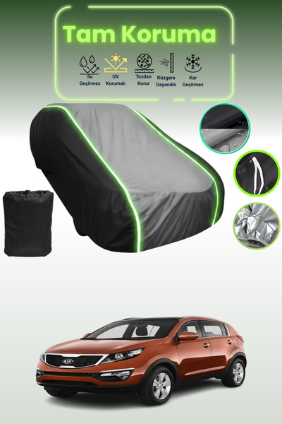 Dokaca Neo غطاء حماية متوافق مع سيارة كيا سبورتاج قماش مجدّل باللون الأسود_الرمادي_الأسود النيون