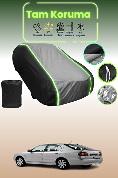 Dokaca Neo غطاء حماية متوافق مع سيارة نيسان بريميرا هاتشباك قماش مجدّل باللون الأسود_الرمادي_الأسود النيون من 1996 إلى 1999