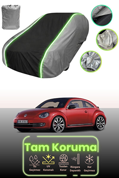 Dokaca Neo غطاء حماية للسيارة باللون الرمادي والأسود والرمادي النيون قماش مجدّل متوافق مع سيارة فولكس فاجن بيتل 2011 - 2021