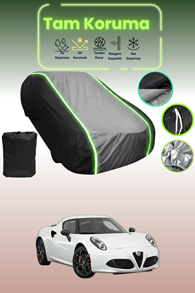 Dokaca Neo غطاء حماية متوافق مع سيارة ألفا روميو 4C باللون الأسود_الرمادي_الأسود النيون قماش مجدّل