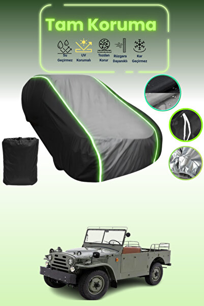 Dokaca Neo غطاء حماية متوافق مع سيارة فيات كامبانيولا A من عام قماش مجدّل إلى عام 1968، لون أسود_رمادي_أسود نيون