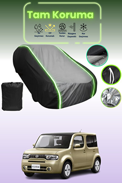 Dokaca Neo غطاء حماية متوافق مع سيارة نيسان كيوب قماش مجدّل باللون الأسود_الر...