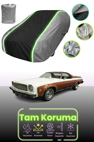 Dokaca Neo غطاء حماية للسيارة باللون الرمادي والأسود والرمادي النيون قماش مجدّل متوافق مع سيارة شيفروليه ماليبو إل كامينو