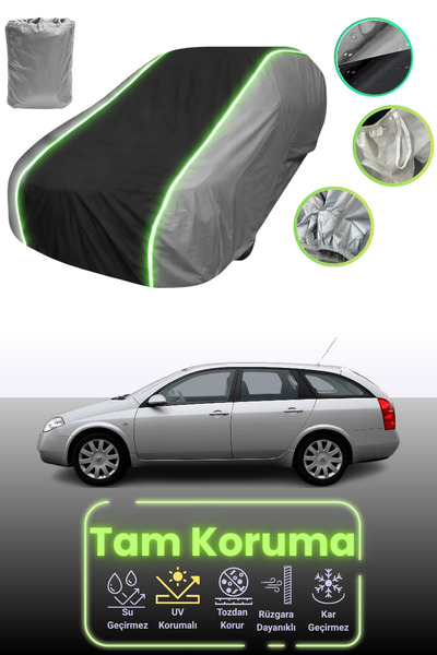 Dokaca Neo غطاء حماية للسيارة باللون الرمادي والأسود والرمادي النيون قماش مجدّل نيسان بريميرا واجون 2002 - 2021 متوافق مع غطاء حماية السيارة