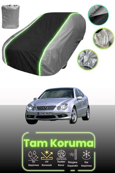 Dokaca Neo غطاء حماية للسيارة باللون الرمادي والأسود والرمادي النيون قماش مجدّل متوافق مع سيارة مرسيدس-بنز سي-كلاس سبورت كوبيه