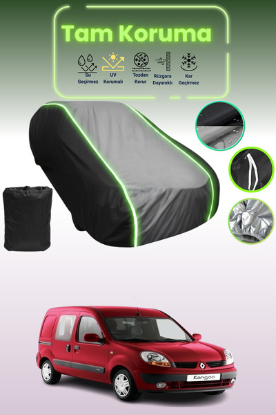 Dokaca Neo غطاء حماية متوافق مع سيارة رينو كانجو قماش مجدّل 2003 - 2005 باللون الأسود_الرمادي_الأسود النيون