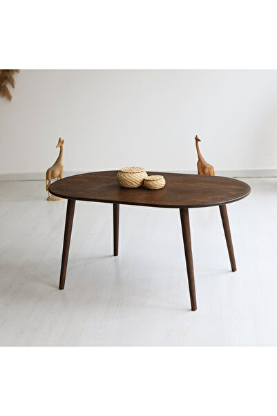 furnirem Oval Orta Sehpa, Modern Tasarım | 100x60 cm Koyu Ceviz