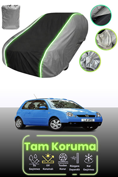 Dokaca Neo غطاء حماية للسيارة باللون الرمادي والأسود والرمادي النيون قماش مجدّل فولكس فاجن لوبو GTI 2002 - 2005