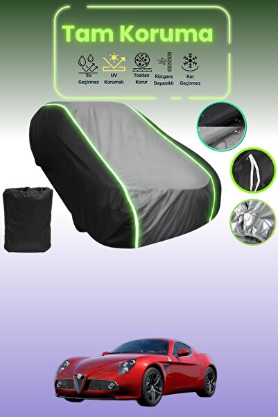 Dokaca Neo غطاء حماية متوافق مع سيارة ألفا روميو 8c كومبيتيزيوني قماش مجدّل باللون الأسود_الرمادي_الأسود النيون