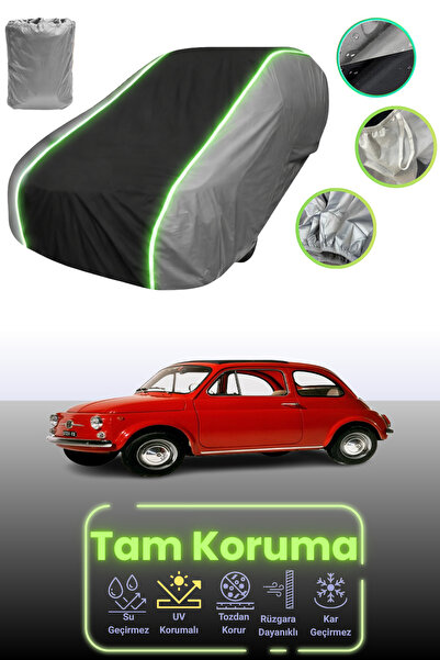 Dokaca Neo غطاء حماية للسيارة باللون الرمادي والأسود والرمادي النيون قماش مجدّل فيات 500 F/berlina 1965 - 1972