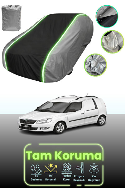 Dokaca Neo غطاء حماية للسيارة باللون الرمادي والأسود والرمادي النيون قماش مجدّل متوافق مع سيارة سكودا براكتيك