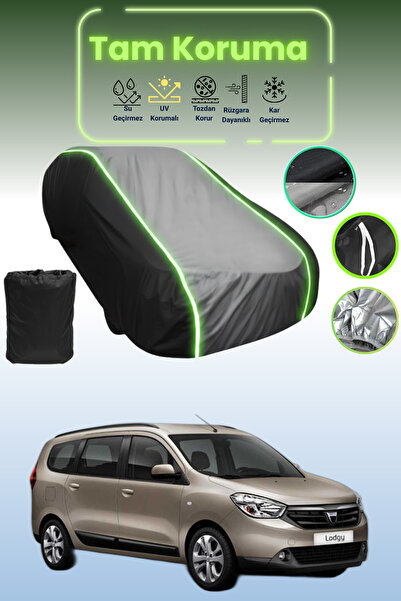 Dokaca Neo غطاء حماية متوافق مع سيارة داسيا لودجي قماش مجدّل باللون الأسود_الرمادي_الأسود النيون