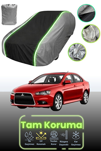 Dokaca Neo غطاء حماية للسيارة باللون الرمادي والأسود والرمادي النيون قماش مجدّل متوافق مع سيارة ميتسوبيشي جراند لانسر