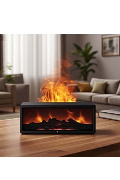 Generic 3D Flame Effect Aromatherapy Humidifier – Fireplace Simulation with Remote Control & 7-Color LED L