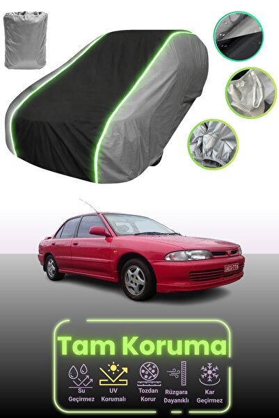 Dokaca Neo غطاء حماية للسيارة باللون الرمادي والأسود والرمادي النيون قماش مجدّل متوافق مع سيارة ميتسوبيشي لانسر 1994 - 1996