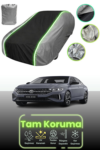 Dokaca Neo غطاء حماية للسيارة باللون الرمادي والأسود والرمادي النيون قماش مجدّل متوافق مع فولكس فاجن لافيدا 3