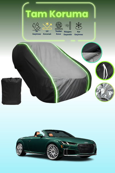 Dokaca Neo غطاء حماية متوافق مع سيارة أودي TTS رودستر قماش مجدّل باللون الأسود_الرمادي_الأسود النيون