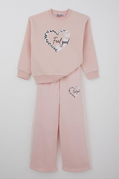 ALG Girl's Tracksuit Set Butterfly & Heart Printed 6-9 Years, Pink