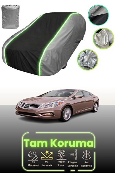 Dokaca Neo غطاء حماية للسيارة باللون الرمادي والأسود والرمادي النيون قماش مجدّل متوافق مع سيارة هيونداي جرانديور/أزيرا 5