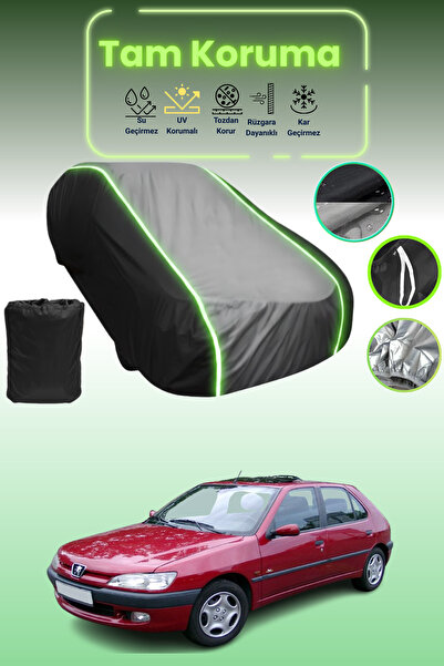 Dokaca Neo غطاء حماية متوافق مع سيارة بيجو 306 هاتشباك قماش مجدّل باللون الأس...