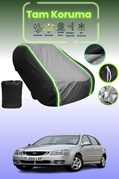 Dokaca Neo غطاء حماية متوافق مع سيارة كيا سيراتو / سبيكترا هاتشباك 2004 - 2007 باللون الأسود_الرمادي_الأسود النيون قماش مجدّل