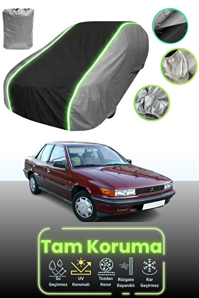 Dokaca Neo غطاء حماية متوافق مع سيارة ميتسوبيشي لانسر هاتشباك قماش مجدّل من عام 1988 إلى 1993 باللون الرمادي والأسود والرمادي النيون