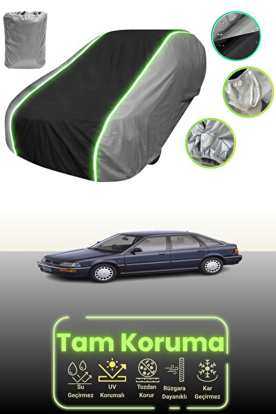 Dokaca Neo غطاء حماية متوافق مع سيارة هوندا كونسيرتو هاتشباك قماش مجدّل باللون الرمادي والأسود والرمادي النيون من 1990 إلى 1994