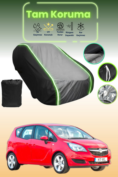 Dokaca Neo غطاء حماية متوافق مع سيارة أوبل ميريفا A باللون الأسود_الرمادي_الأسود النيون قماش مجدّل
