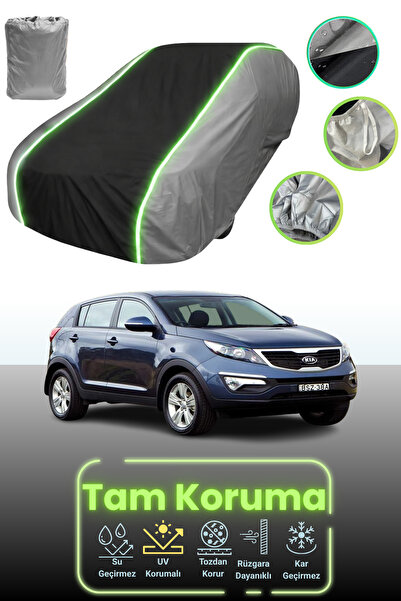 Dokaca Neo غطاء حماية للسيارة باللون الرمادي والأسود والرمادي النيون قماش مجدّل متوافق مع سيارة كيا سبورتاج 2010 - 2013
