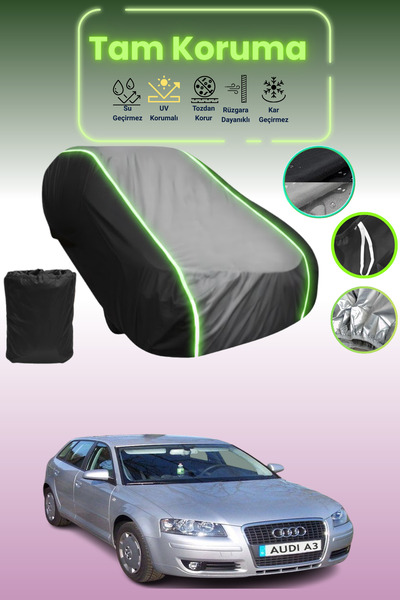 Dokaca Neo غطاء حماية متوافق مع سيارة أودي A3 سبورت باك 1999 - 2003 باللون الأسود_الرمادي_الأسود النيون