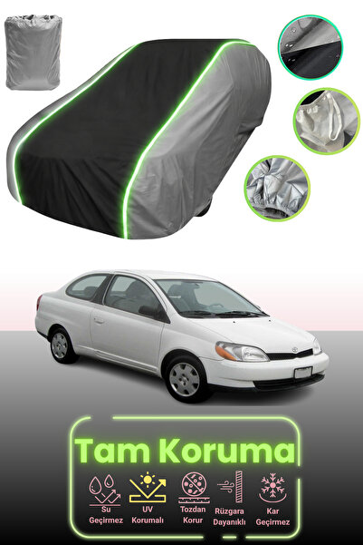 Dokaca Neo غطاء حماية للسيارة باللون الرمادي والأسود والرمادي النيون قماش مجدّل متوافق مع سيارة تويوتا إيكو كوبيه