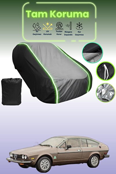 Dokaca Neo غطاء حماية متوافق مع سيارة ألفا روميو ألفيتا جي تي 1974 - 1980 باللون الأسود_الرمادي_الأسود النيون