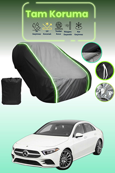Dokaca Neo غطاء حماية متوافق مع سيارة مرسيدس-بنز الفئة أ سيدان قماش مجدّل باللون الأسود_الرمادي_الأسود النيون