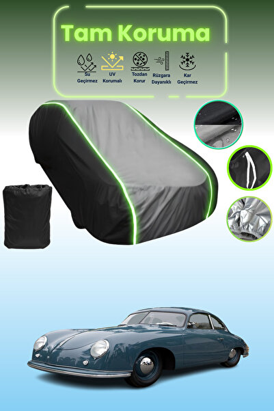 Dokaca Neo غطاء حماية متوافق مع سيارة بورش قماش مجدّل كوبيه باللون الأسود_الرمادي_الأسود النيون