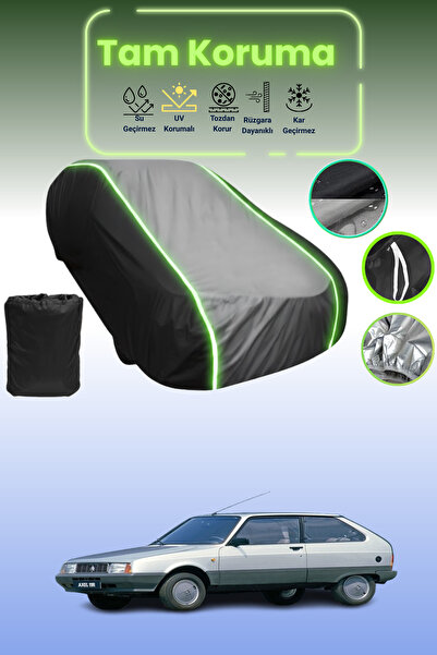 Dokaca Neo Black_Grey_Black Neon Corded Fabric Citroen Axel Compatible Protection Cover Car Tarpaulin