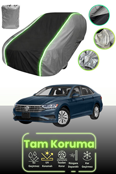 Dokaca Neo غطاء حماية للسيارة باللون الرمادي والأسود والرمادي النيون قماش مجدّل متوافق مع سيارة فولكس فاجن جيتا