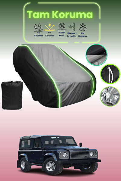 Dokaca Neo غطاء حماية متوافق مع سيارة لاند روفر ديفندر 90 قماش مجدّل من 2012 إلى 2016 باللون الأسود_الرمادي_الأسود النيون