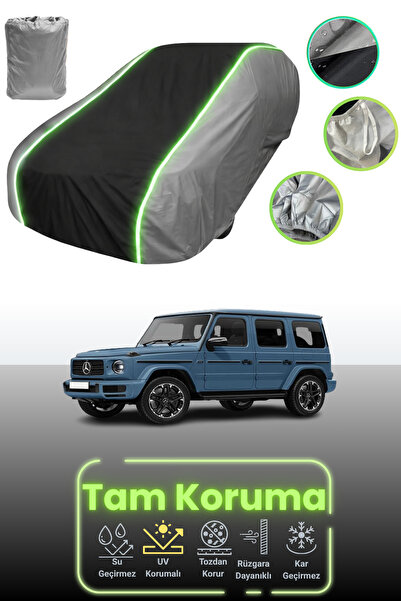 Dokaca Neo غطاء سيارة متوافق مع مرسيدس جي كلاس بروفيشنال (W463) 2016 - 2021 باللون الرمادي والأسود والرمادي النيون قماش مجدّل