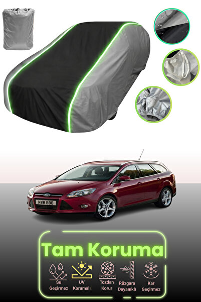 Dokaca Neo غطاء حماية للسيارة باللون الرمادي والأسود والرمادي النيون قماش مجدّل متوافق مع سيارة فورد فوكس واجن 2011 - 2014