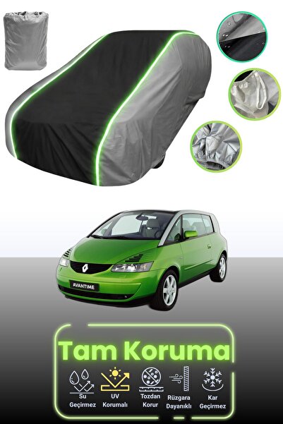 Dokaca Neo غطاء حماية للسيارة باللون الرمادي والأسود والرمادي النيون قماش مجدّل متوافق مع سيارة رينو أفانتايم 2001 - 2003