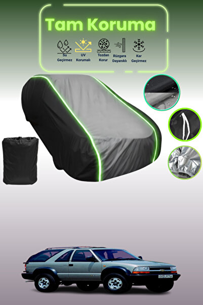 Dokaca Neo غطاء حماية متوافق مع سيارة شيفروليه بليزر قماش مجدّل ذات الثلاثة أبواب من 1995 إلى 2005 باللون الأسود_الرمادي_الأسود النيون