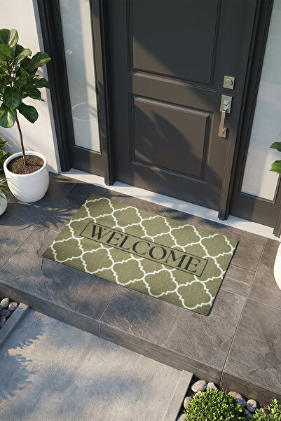 VİTALİHOME Charm Haki Welcome Paspas Dış Kapı Paspası Kıl Kapı Önü Paspası 2008