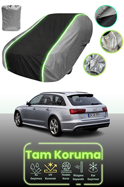 Dokaca Neo غطاء حماية للسيارة باللون الرمادي والأسود والرمادي النيون قماش مجدّل متوافق مع سيارة أودي A6 أفانت 2014 - 2018