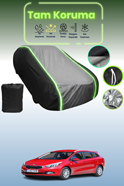 Dokaca Neo غطاء حماية متوافق مع سيارة كيا سييد سبورت واجن قماش مجدّل من 2012 إلى 2021، لون أسود_رمادي_أسود نيون