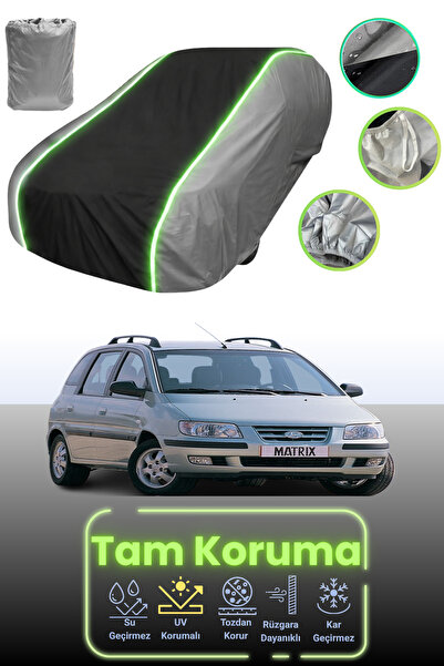 Dokaca Neo غطاء حماية للسيارة باللون الرمادي والأسود والرمادي النيون قماش مجدّل متوافق مع سيارة هيونداي ماتريكس