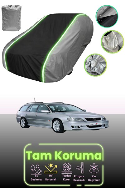 Dokaca Neo غطاء حماية للسيارة باللون الرمادي والأسود والرمادي النيون قماش مجدّل متوافق مع سيارة أوبل أوميغا بي كارافان