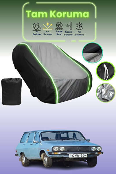 Dokaca Neo غطاء حماية متوافق مع سيارة داسيا 1310 بريك 1984 - 1990 باللون الأسود_الرمادي_الأسود النيون قماش مجدّل